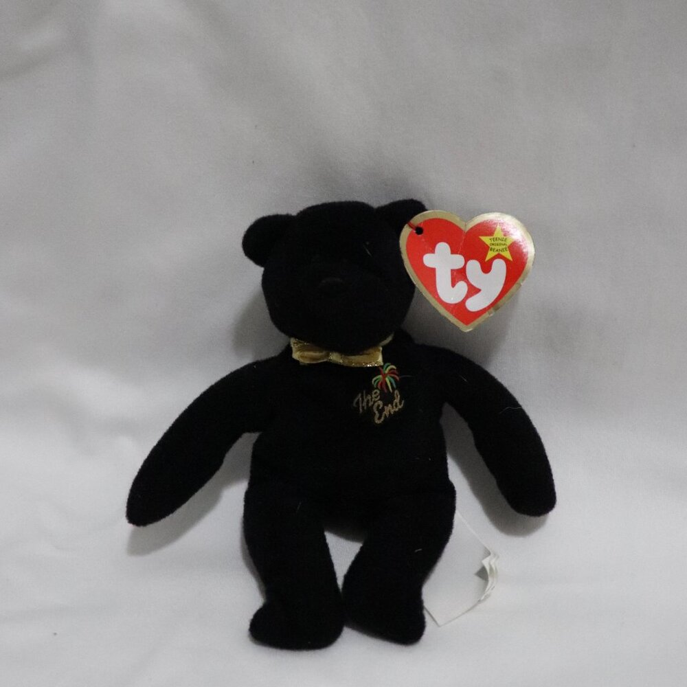 Vintage Original TY 'The End' Rare 1999 Black Beanie Baby‎ Plush Toy